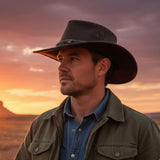 Jacaru 1035 Bush Tucker Oiled Leather Hat - Brown (Water Resistant & UPF 50+ Made in Australia)