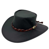Jacaru 1134 Wild Roo Kangaroo Leather Digger Hat - Crocodile Hatband & UPF 50+ (Made in Australia)