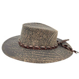 Jacaru 1134 Wild Roo Kangaroo Leather Digger Hat - Crocodile Hatband & UPF 50+ (Made in Australia)