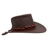 Jacaru 1134 Wild Roo Kangaroo Leather Digger Hat - Crocodile Hatband & UPF 50+ (Made in Australia)