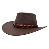 Jacaru 1134 Wild Roo Kangaroo Leather Digger Hat - Crocodile Hatband & UPF 50+ (Made in Australia)