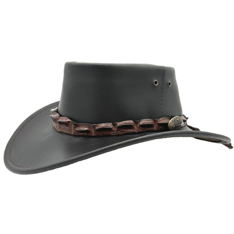 Jacaru 1301C Kids Leather Hat with Crocodile Hatband - Brown (Limited Edition Child 52cm Made in Australia) - Brown
