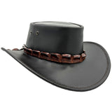 Jacaru 1301C Kids Leather Hat with Crocodile Hatband - Brown (Limited Edition Child 52cm Made in Australia)