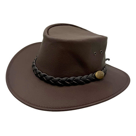 Jacaru 1301K Kids Kangaroo Leather Hat - Water Resistant & UPF 50+ (Child 52cm Made in Australia) - Brown