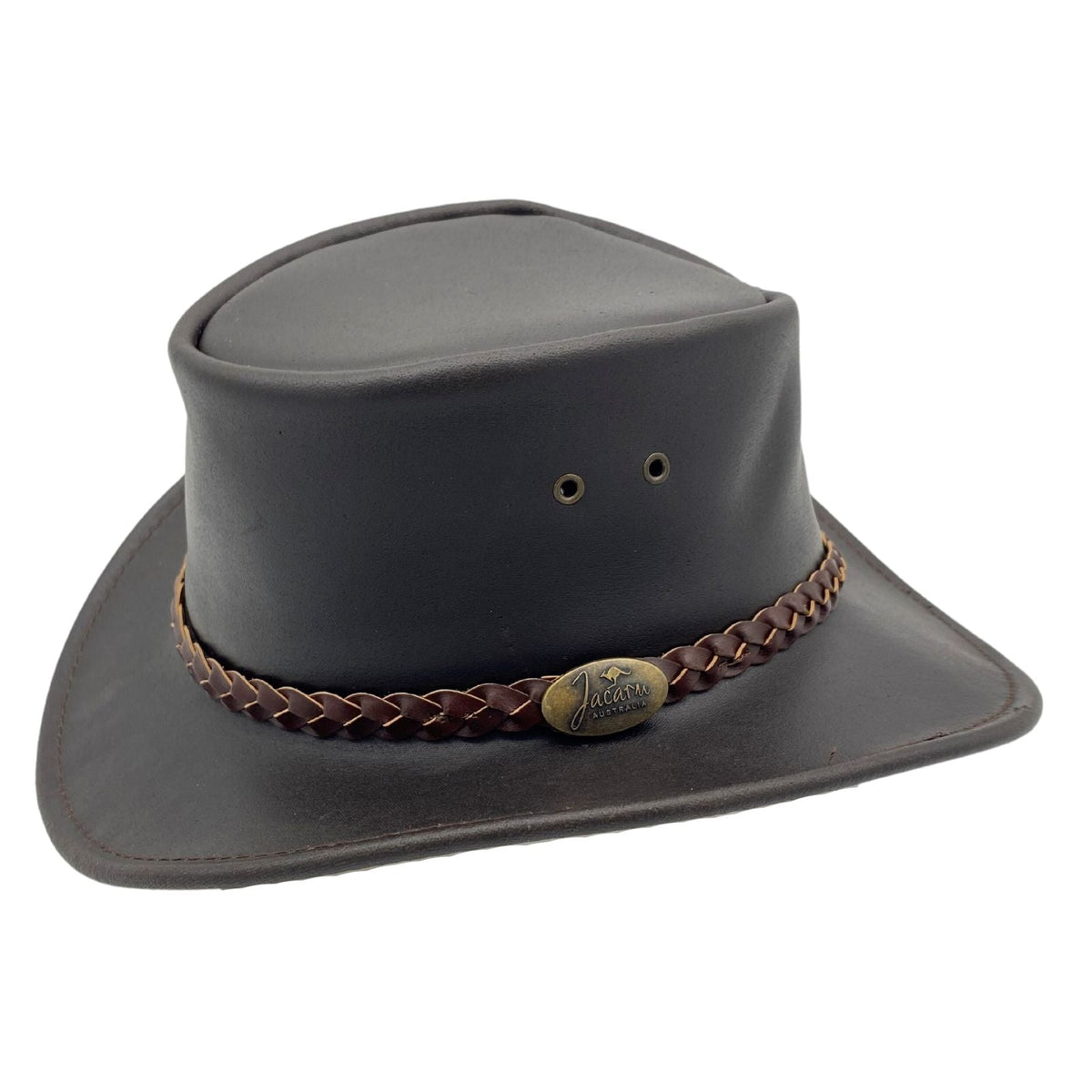 Jacaru 1301W Kids Waxed Leather Hat - Brown (Water Resistant UPF 50+ Child 52cm Made in Australia) - Brown Waxed