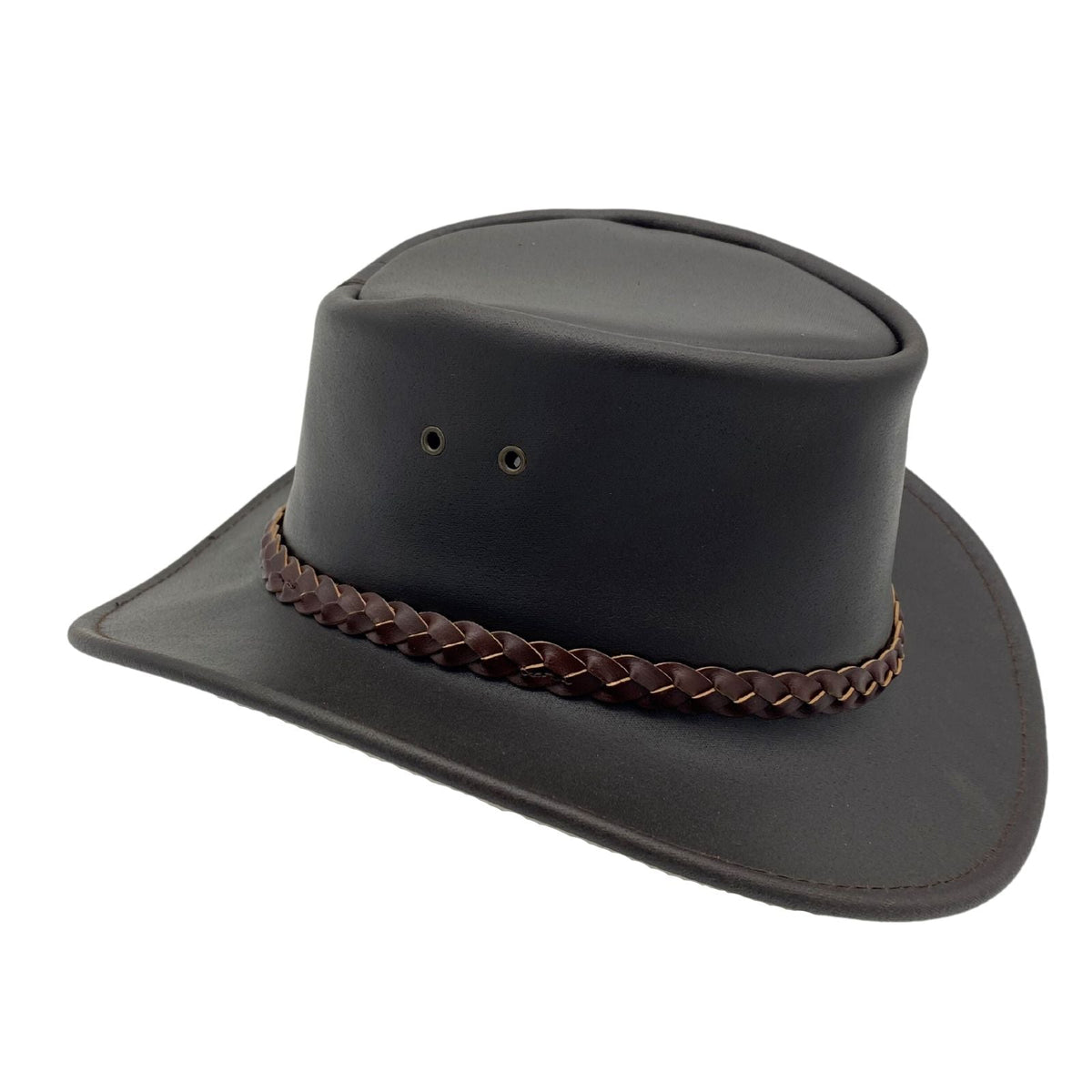 Jacaru 1301W Kids Waxed Leather Hat - Brown (Water Resistant UPF 50+ Child 52cm Made in Australia)