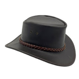 Jacaru 1301W Kids Waxed Leather Hat - Brown (Water Resistant UPF 50+ Child 52cm Made in Australia)