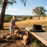 Jacaru 1301 Kids Suede Leather Hat - Water Resistant & UPF 50+ (Child 52cm Made in Australia)