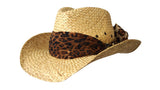 Jacaru 1818E Straw Cowboy Hat with Scarf - Natural (Vegan Friendly)