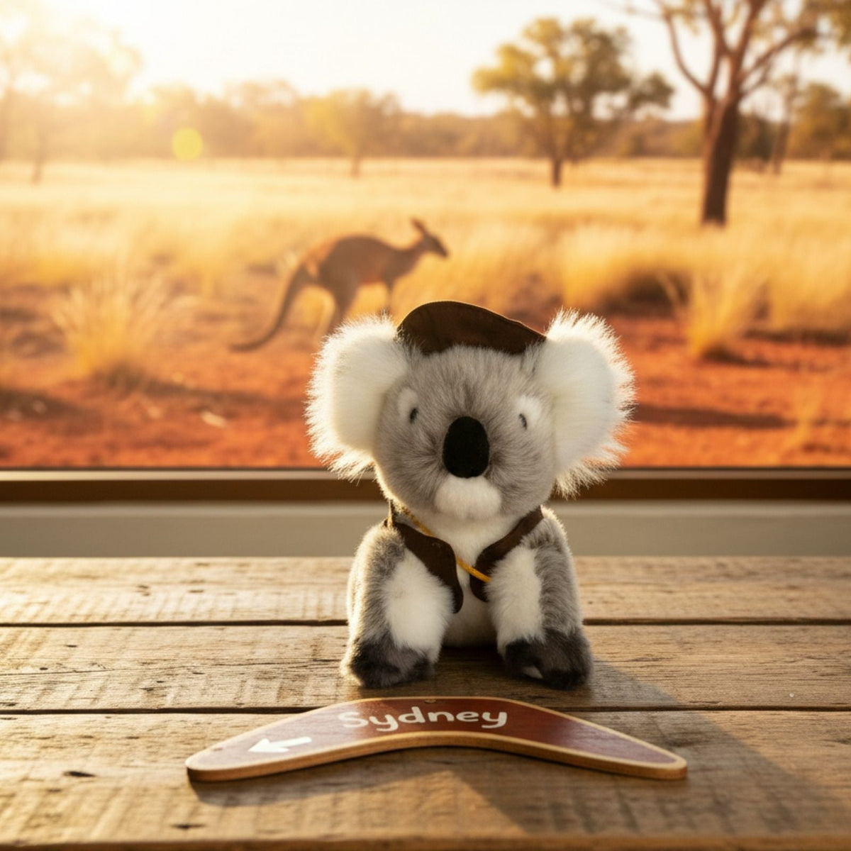 Bocchetta Jack 12cm Sitting Koala with Swag & Hat Plush Toy - Grey (Australian Stuffed Animal Souvenir Gift)
