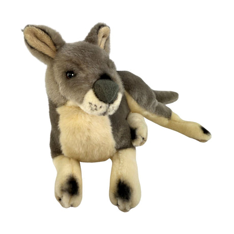 Bocchetta Joy 35cm Lying Grey Kangaroo Plush Toy (Australian Stuffed Animal Souvenir Gift)