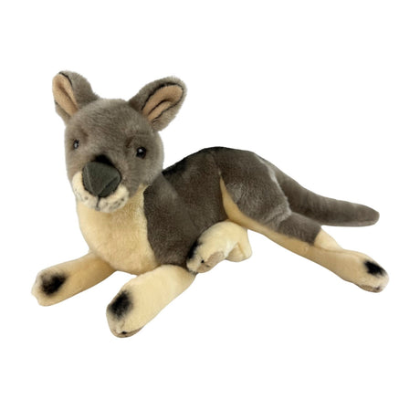 Bocchetta Joy 35cm Lying Grey Kangaroo Plush Toy (Australian Stuffed Animal Souvenir Gift)