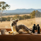 Bocchetta Joy 35cm Lying Grey Kangaroo Plush Toy (Australian Stuffed Animal Souvenir Gift)