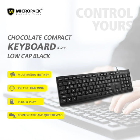Office Lite 2 Classic Wired Keyboard Quiet w/ Low Profile Hot Keys