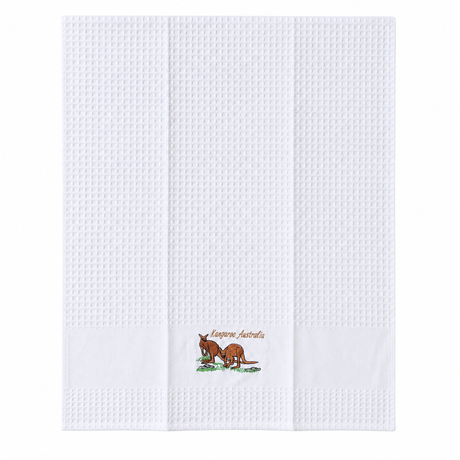 100% Cotton Australia Kangaroo Embroidered Tea Towel (66x45cm)