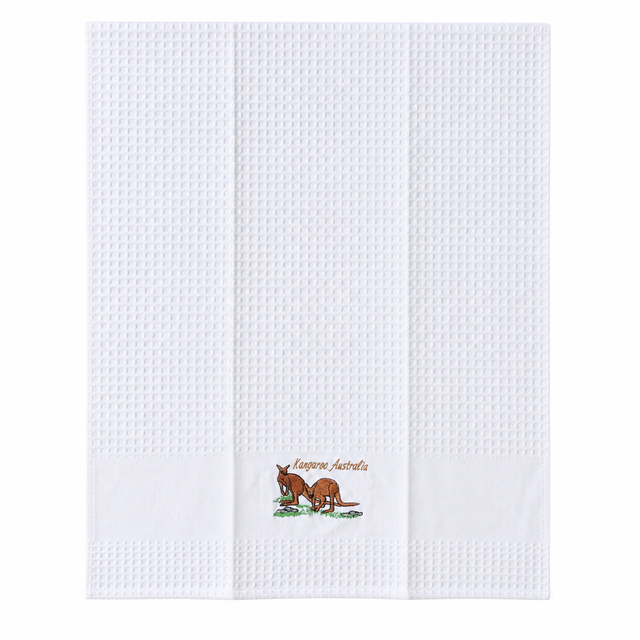 100% Cotton Australia Kangaroo Embroidered Tea Towel (66x45cm)