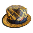 Panama Straw Trilby Hat - Black & Gold - XXL