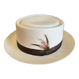 Hand-Woven Panama Straw Pork Pie Trilby Hat - Natural (Made in USA)