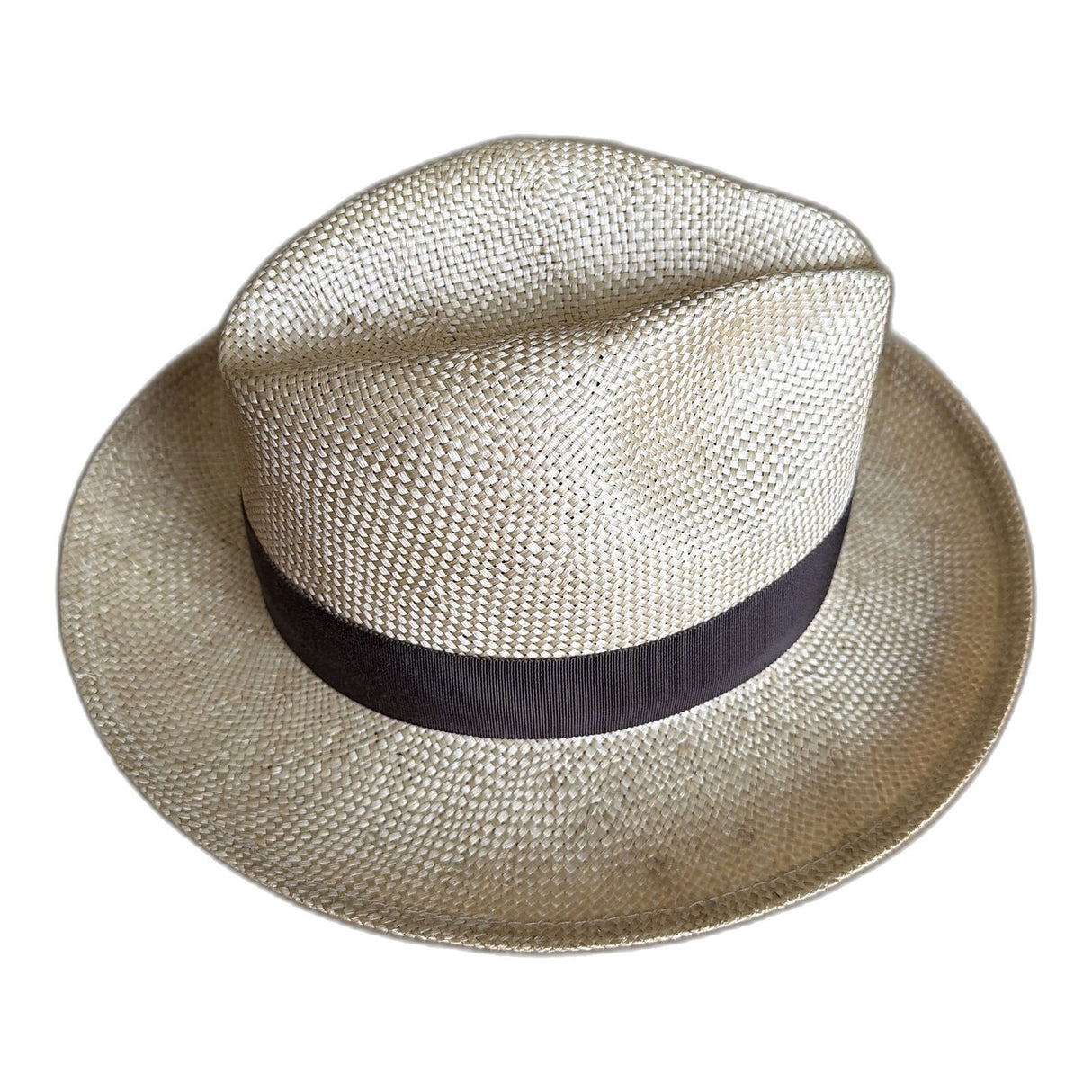 Straw Fedora Hat with Brim - Natural (Made in USA)