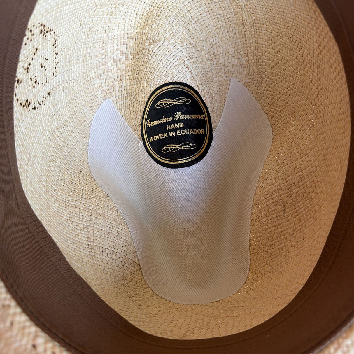 Hand Woven Ecuadorian Panama Straw Fedora Hat - Natural & Navy (Made in USA)