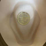 Premium Hand-Woven Ecuadorian Shantung Straw Fedora Hat - White & Brown Leather (Made in USA)