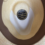 Ecuadorian Panama Straw Fedora Hat - Natural & Brown Leather (Made in USA)