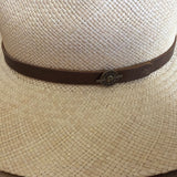 Ecuadorian Panama Straw Fedora Hat - Natural & Brown Leather (Made in USA)