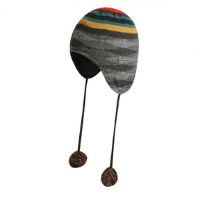 KANGOL Chameleon Earlap Beanie - Dark Flannel (Warm Winter Pom Pom Wool Blend One Size)