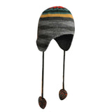 KANGOL Chameleon Earlap Beanie Hat Winter Warm Pom Pom Wool Blend - Dark Flannel
