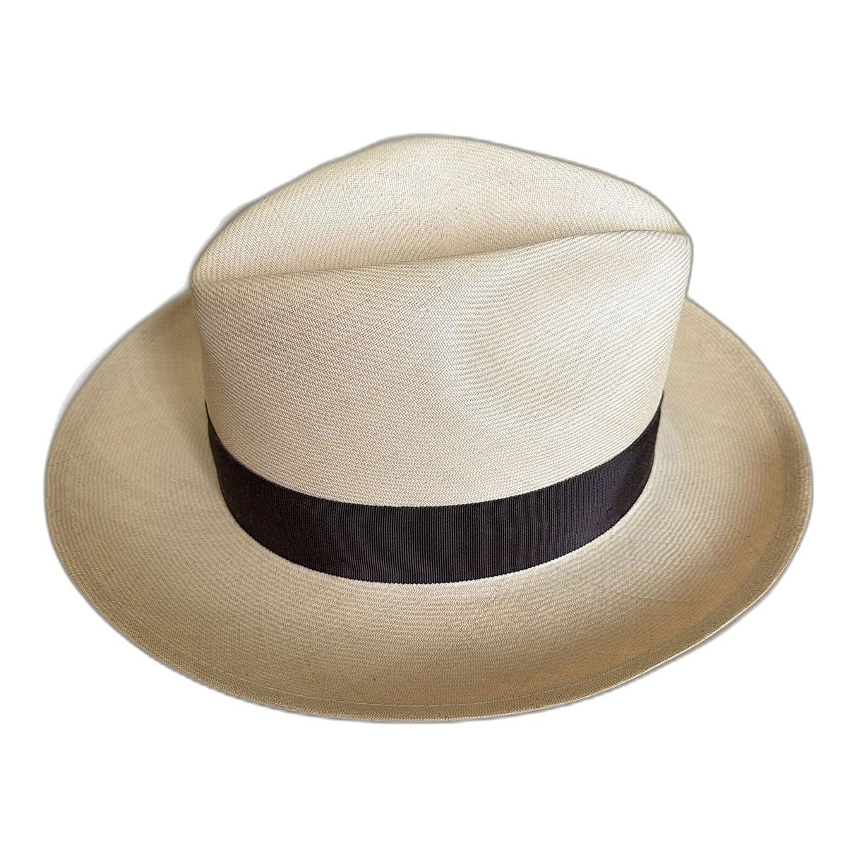 Premium Mens Fine Straw Fedora Hat - Ivory (Made in USA)