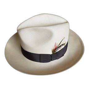 Premium Mens Fine Straw Fedora Hat - Ivory (Made in USA) - M