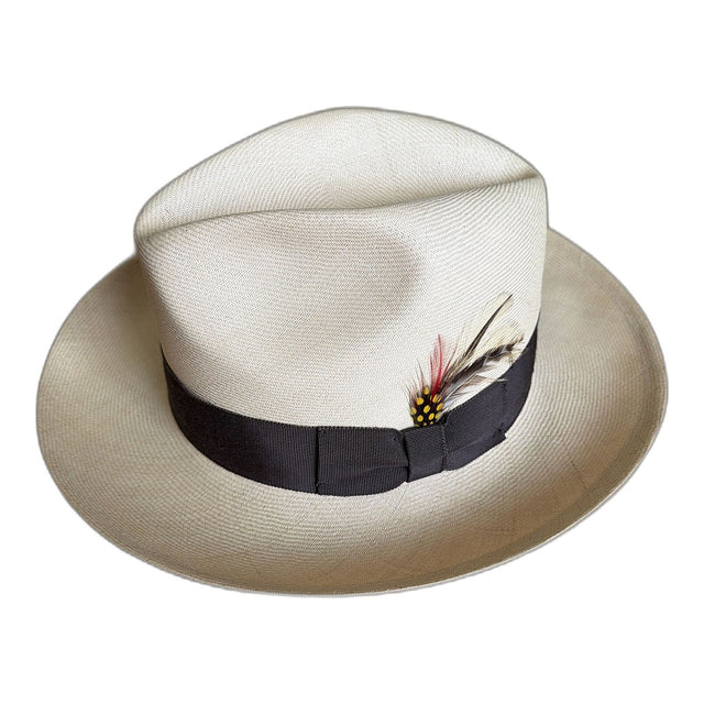 Premium Mens Fine Straw Fedora Hat - Ivory (Made in USA) - M