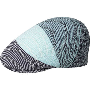 Kangol Mens Wavy Stripe Ivy 507 Flat Cap - Blue Tint Multi (Classic Fabric Hat K3552)