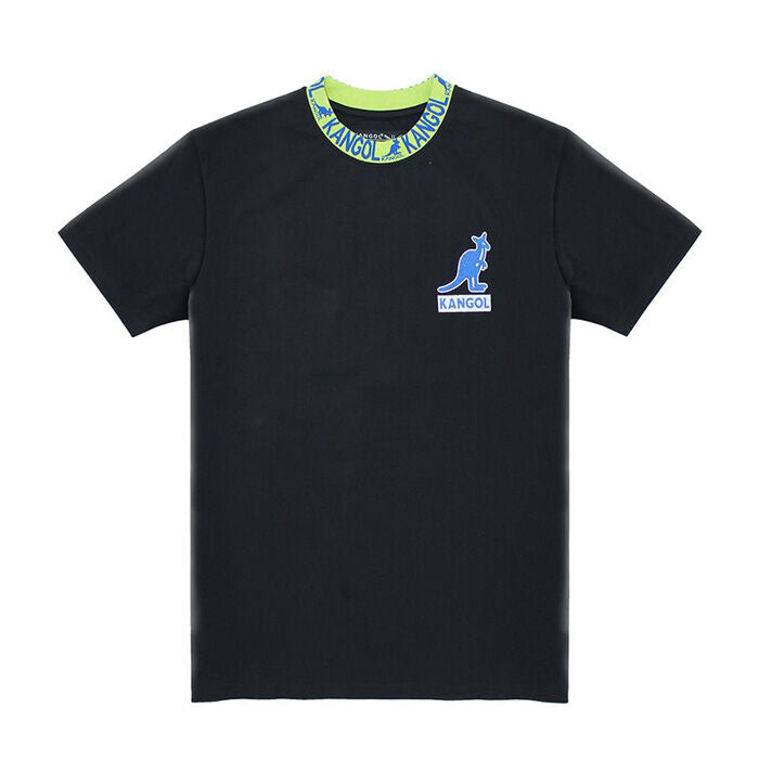 Kangol Mens Branded Collar Tee Shirt T-Shirt in Black/Lime