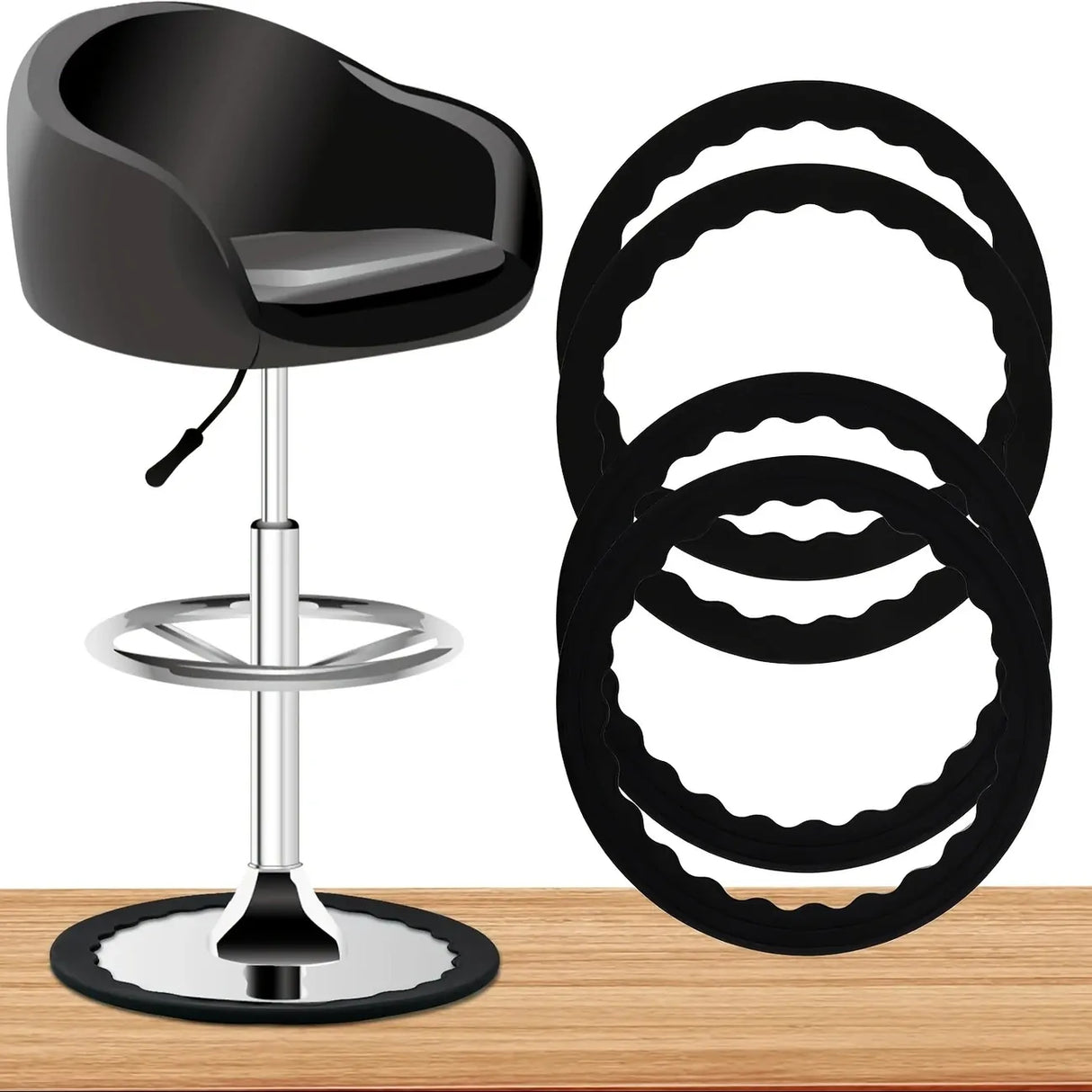 Silicone Bar Stool Floor Protector Ring - Anti-Slip Chair Base Cover for 16.5–18.5in Bases (Noiseless)