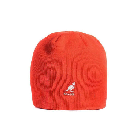KANGOL Kids Acrylic Cuffless Pull On Beanie Hat Childrens Cap One Size - Red