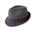 KANGOL Hounds Stripe Arnold Lambs Wool Blend Trilby Fedora - Dark Flannel - S
