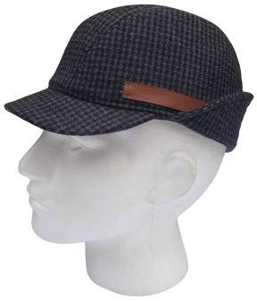 KANGOL Angle Tweed Havelock Hat - Black (Winter Wool Earlap Made in Italy K0741LX)