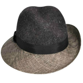 KANGOL Dapper Wool Felt & Straw Side Sweep Trilby Fedora - Black - S (K0820LX)