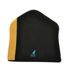 KANGOL Ski Stripe Pull On Beanie - Black (Warm Winter Ski Hat)