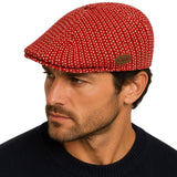 Kangol 507 Mens Houndstooth Ivy Flat Cap - Claret Red (Wool Blend K1543CO)