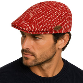 Kangol 507 Mens Houndstooth Ivy Flat Cap - Claret Red (Wool Blend K1543CO)