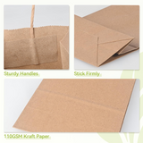 96x Kraft Paper Gift Bags Shopping Carry Craft Brown Bag w/ Handles Bulk (22x16x8cm)