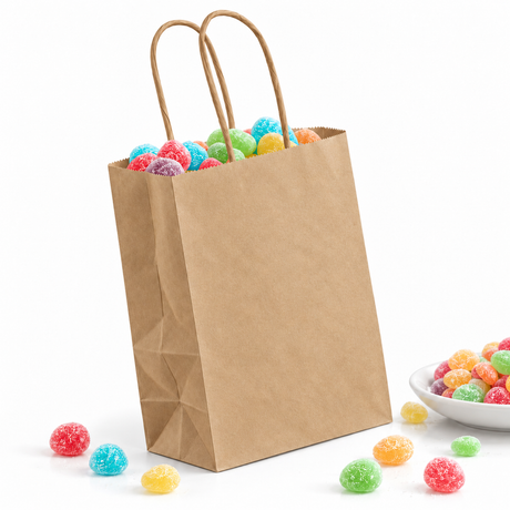 72x Large Brown Kraft Paper Bags Bulk Pack - Gift Shopping Bags w/Handles (33x26x12cm)