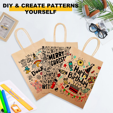72x Kraft Paper Gift Bags Shopping Carry Craft Brown Bag w/ Handles Bulk (33x26x12cm)