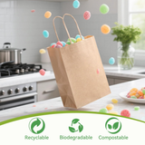 72x Kraft Paper Gift Bags Shopping Carry Craft Brown Bag w/ Handles Bulk (33x26x12cm)