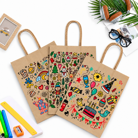 48x Extra Large Brown Kraft Paper Bags Bulk Pack - Gift Shopping Bags w/Handles (42x31x11.5cm)