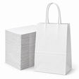96x Kraft Paper Gift Bags Shopping Carry Craft White Bag w/ Handles Bulk (22x16x8cm)
