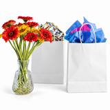 96x Kraft Paper Gift Bags Shopping Carry Craft White Bag w/ Handles Bulk (22x16x8cm)