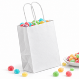 72x Kraft Paper Gift Bags Shopping Carry Craft White Bag w/ Handles Bulk (27x22x11cm)